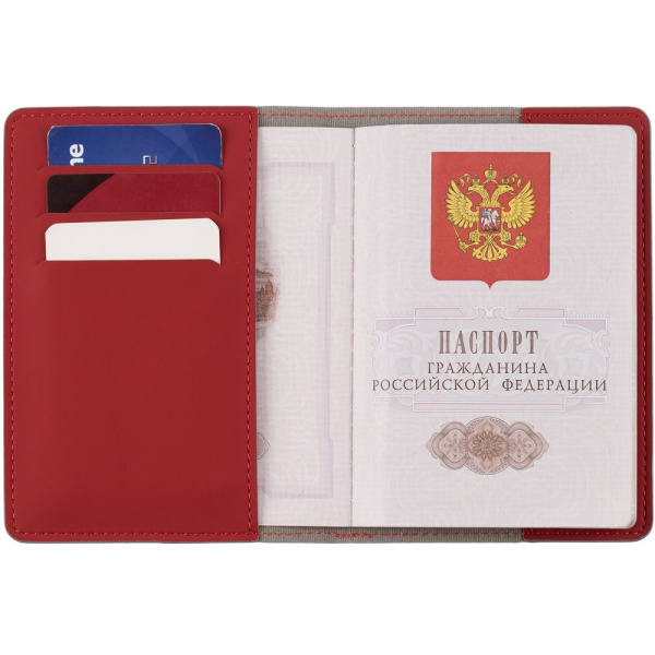Обложка для паспорта Shall Simple, красный, 13,6х10 см