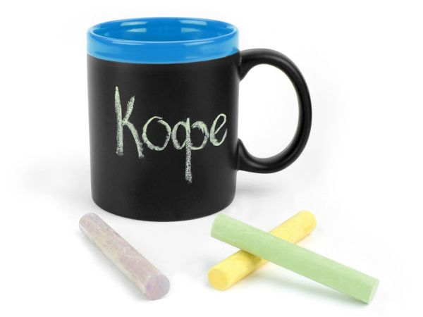 Кружка с покрытием для рисования мелом «Да Винчи», Цвет черный/голубой