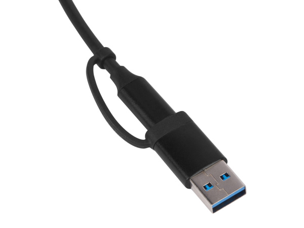 USB-хаб «Link» с коннектором 2-в-1 USB-C и USB-A, 2.0/3.0, Цвет черный