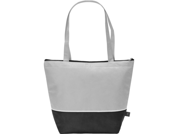 Сумка-холодильник Reviver с длинными ручками из нетканого переработанного материала RPET, Цвет белый/черный