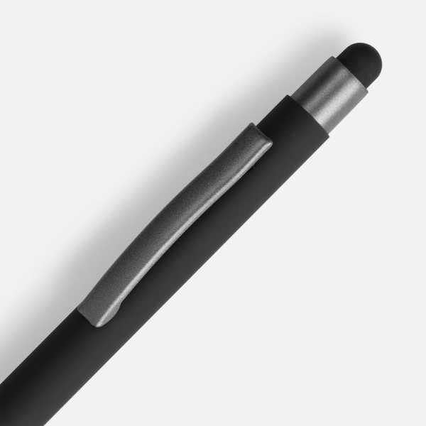 Ручка шариковая Atento Soft Touch Stylus со стилусом, черная, 14,2х1 см