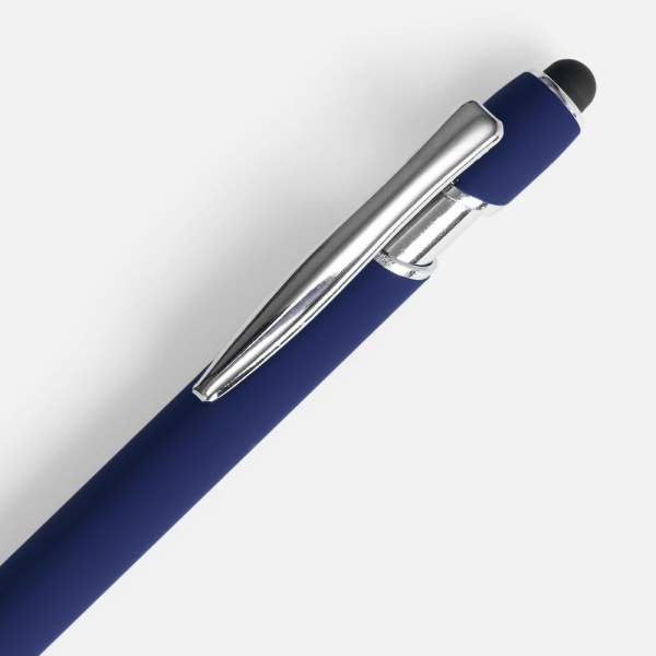 Ручка шариковая Pointer Soft Touch со стилусом, темно-синяя, 14,3х1 см
