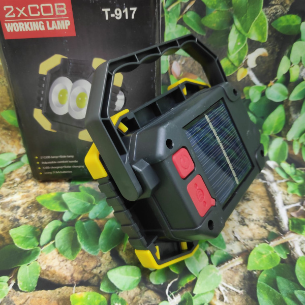 Прожектор Multi-Function Lamp T-917 SOLAR-2COB светодиодный портативный аккумуляторный, солнечная ба