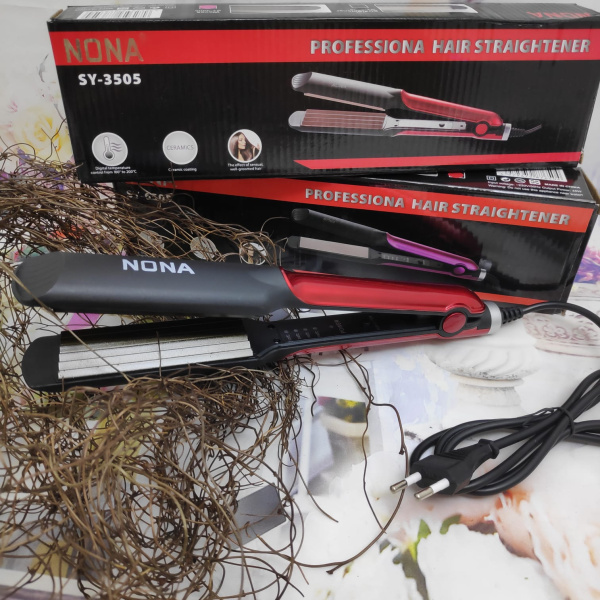 Плойка - утюжок гофре для волос NONA SY - 3505, с керамическим покрытием Малиновый