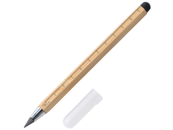 Вечный карандаш из бамбука с линейкой и стилусом «Sicily Bamboo», Цвет натуральный