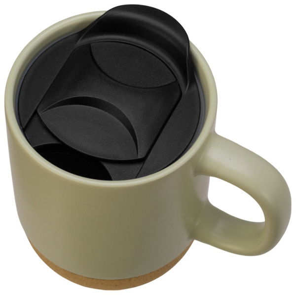 Кружка с пробковым дном и крышкой «Denpasar», Цвет зеленый оливковый