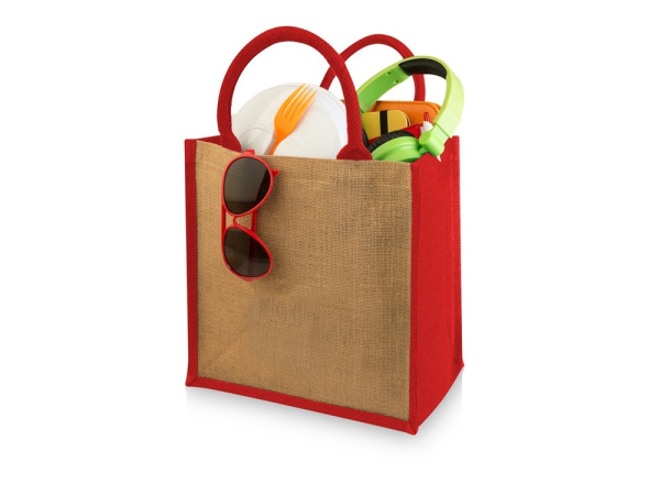 Сумка подарочная «Hindy» из джута, Цвет натуральный, красный