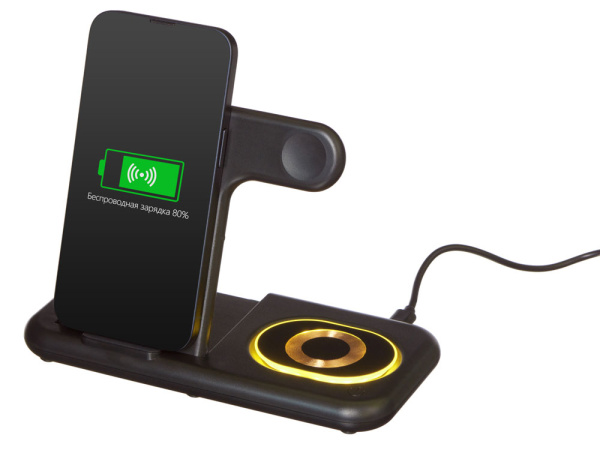 Беспроводная зарядная станция 3-в-1 «MajestIQ», 15 Вт, Цвет черный