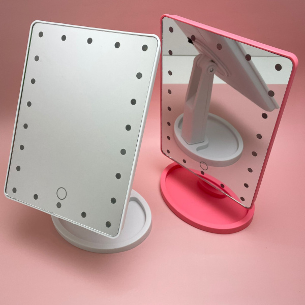 АКЦИЯ   Безупречное зеркало с подсветкой Lange Led Mirror Black/White/Pink Розовое, батарейка