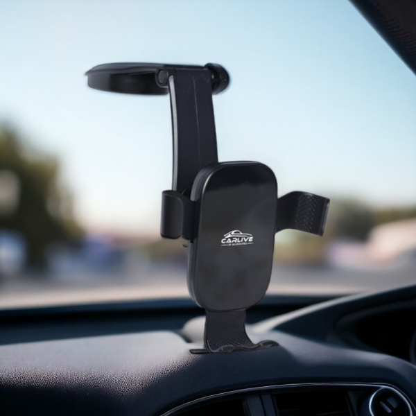 Авто держатель на торпеду зажимочный SX51 с вращением на 360 градусов, черный / Удобство использования, безопасность вождения