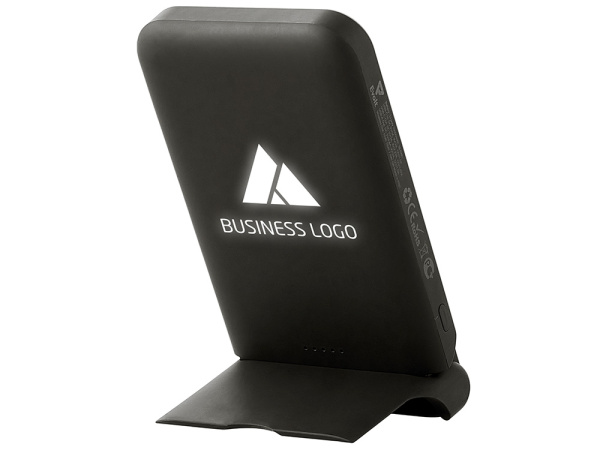 Беспроводной внешний аккумулятор с подсветкой лого и подставкой «Magflash», 10000 мАч, 15 Вт, Цвет черный