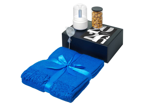 Подарочный набор «Re:Snug» с пледом, увлажнителем и попкорном, Цвет синий