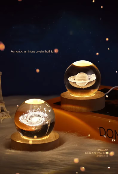 3D светильник Crystal Ball Astronaut Planet Globe Laser Engraved Solar System Ball Decor Galaxy Night Light Astronomy Christmas Gift