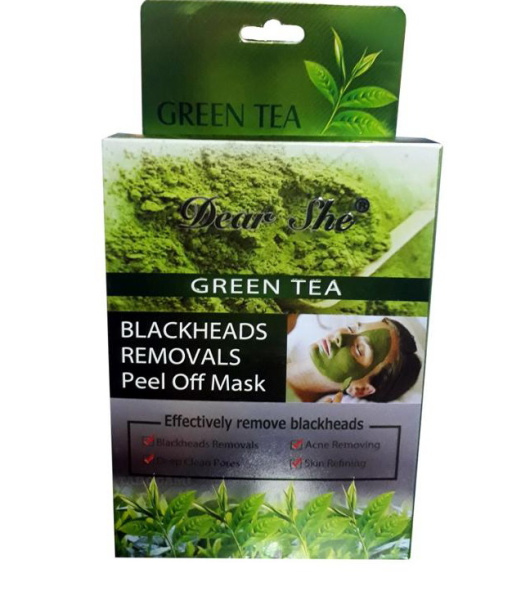 Маска для лица с экстрактом зелёного чая Dear she GREEN TEA BLACKHEADS REMOVALS, 20гр