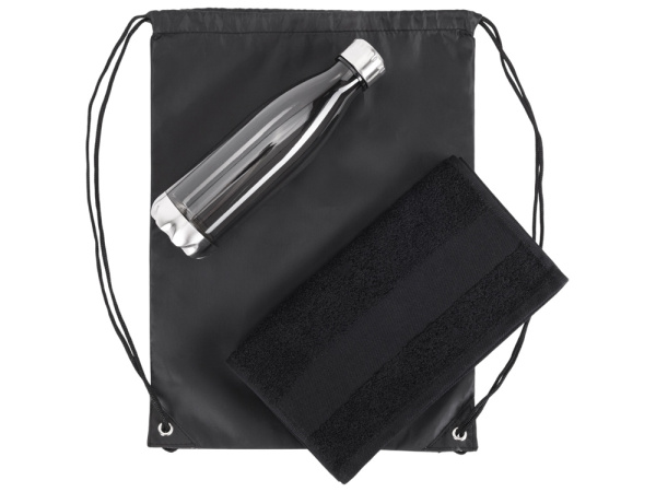 Спортивный набор с бутылкой и полотенцем «Beginner», Цвет черный