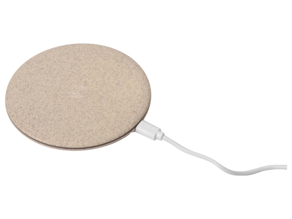 Беспроводное зарядное устройство «Wheatty» из пшеничной соломы, 5W, Цвет бежевый
