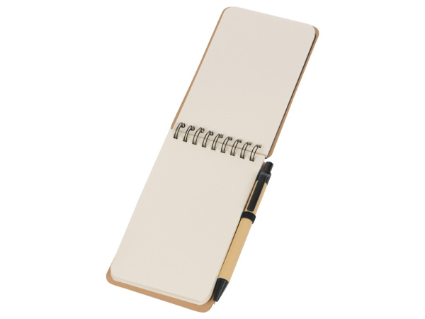 Блокнот «Masai» с шариковой ручкой, Цвет бежевый, черный