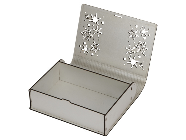 Деревянная коробка с резной крышкой «Книга», М, Размер M, Цвет серебристый