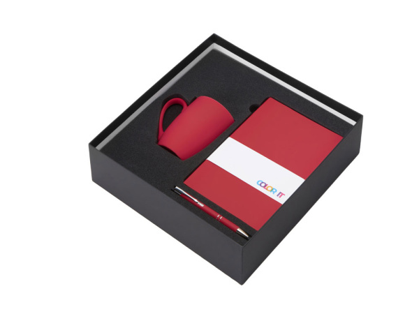 Подарочный набор «COLOR IT» с блокнотом, металлической ручкой и кружкой, Размер магнитная обложка, Цвет красный