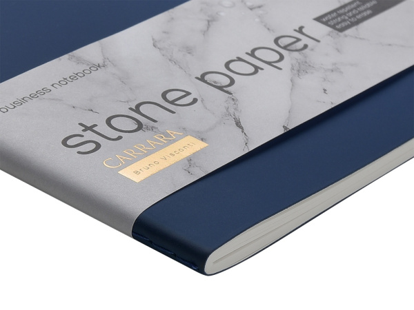 Тетрадь с каменной бумагой А5 «Carrara», Цвет темно-синий