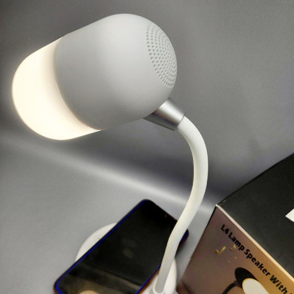Настольная LED-лампа с функцией беспроводной зарядки и bluethooth колонки  3 в 1 L4 Lamp Speaker wit
