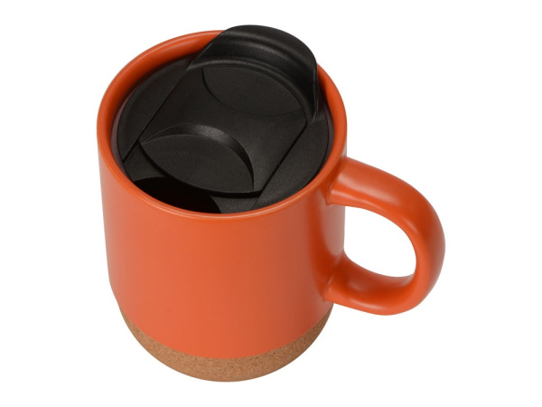 Кружка с пробковым дном и крышкой «Denpasar», Цвет оранжевый матовый