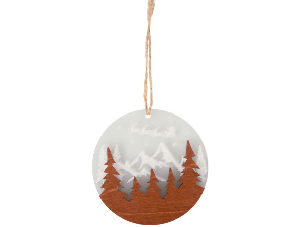 Деревянная подвеска на елку «Christmas», Цвет коричневый