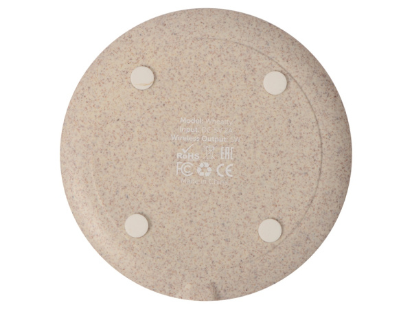 Беспроводное зарядное устройство «Wheatty» из пшеничной соломы, 5W, Цвет бежевый