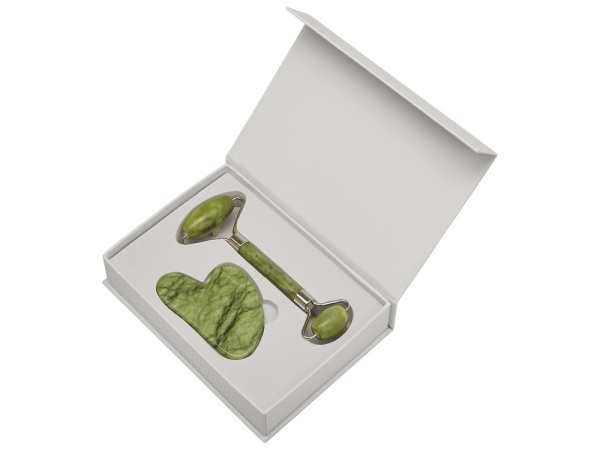 Подарочный набор роллер и гуаша из нефрита «Rituals», Цвет зеленый