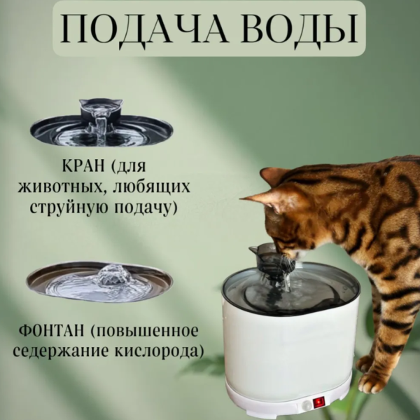 Автоматическая поилка для животных, беспроводной питьевой фонтан с системой фильтрации и датчиком движения, бесшумный