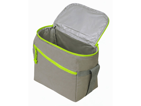 Изотермическая сумка-холодильник «Neo Classic» c контрастной молнией, Цвет серый/зеленое яблоко