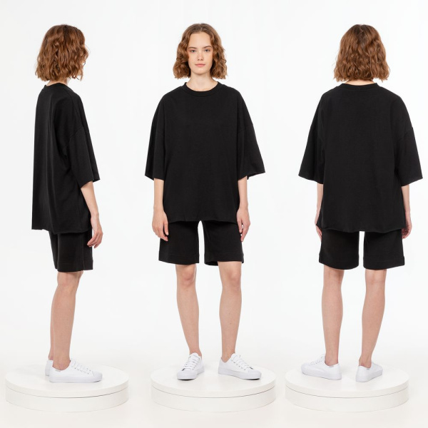 Футболка унисекс оверсайз T1, черная, XS–XXL