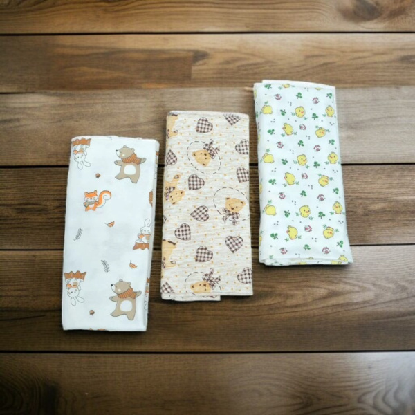 Пелёнки набор из 3 шт, 90x110 см, 100% хлопок, высокое качество, многоцветный / Нежность и забота для малыша