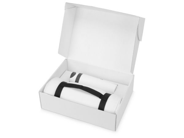 Подарочный набор Cozy с пледом и термокружкой, Цвет белый/темно-серый/черный