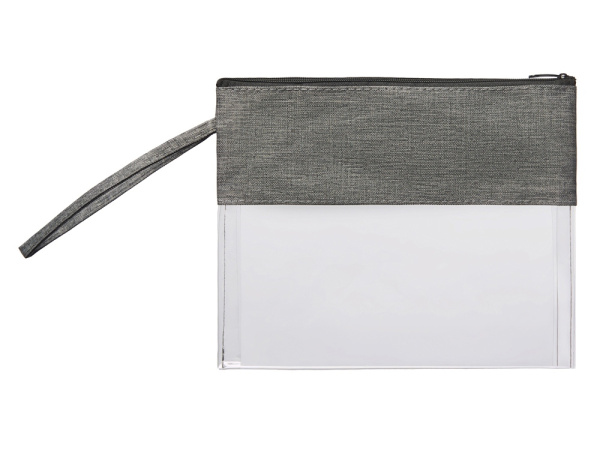 Прозрачная косметичка «Leony» из ПВХ и ткани, Цвет прозрачный/темно-серый