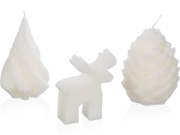 Набор свечей на подставке «New year», Цвет белый, серый