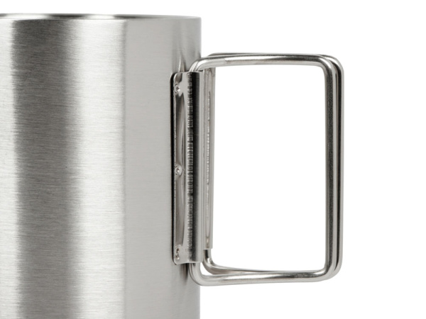 Стальная кружка со складными ручками «Kamchatka», Цвет серебристый