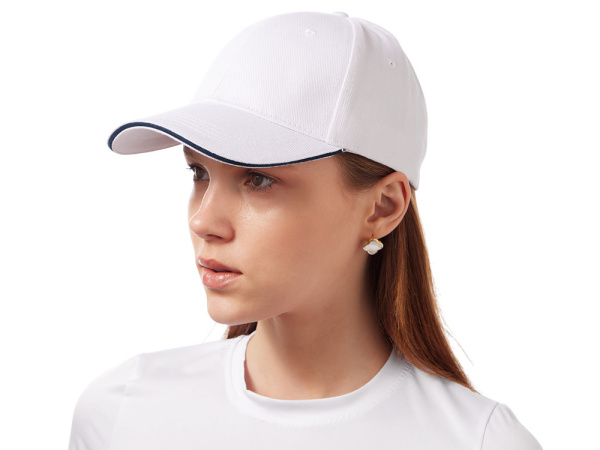 Бейсболка «Cancun», Цвет белый, темно-синий