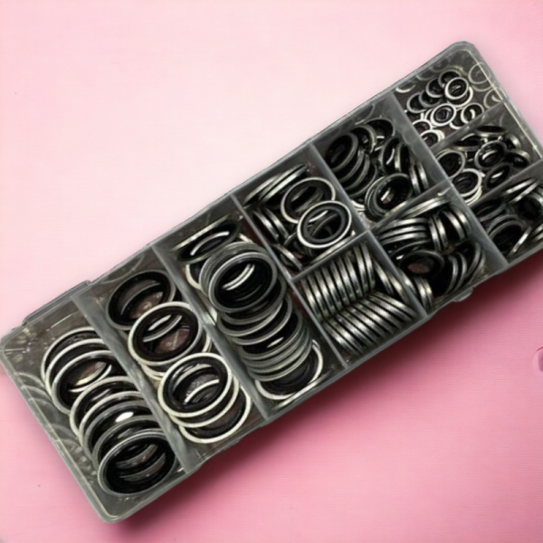 Набор металлических шайб с резиновыми кольцами 165 штук / Универсальный и качественный