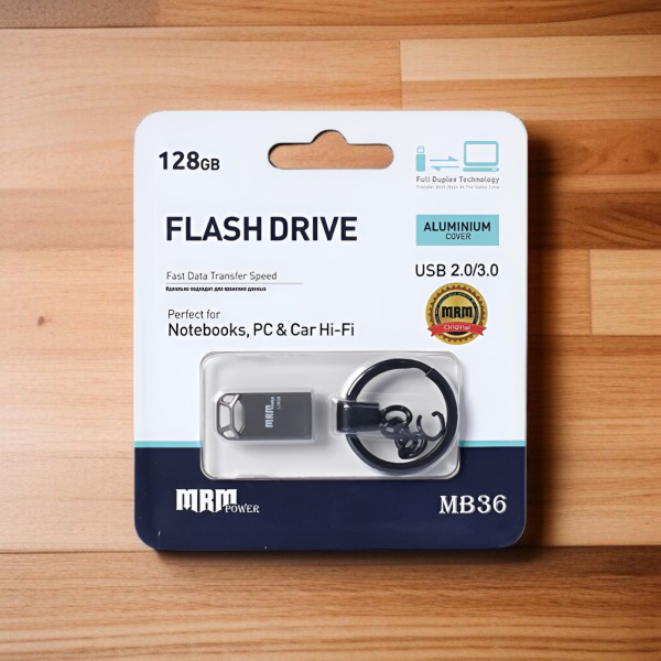 USB-накопитель MRM MB36, металлический, 128 ГБ, 10 Мб/с, USB 2.0/3.0, черный / Прочность и удобство для ваших данных