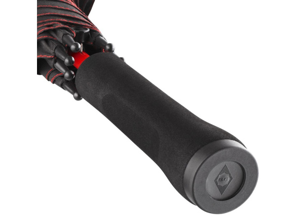 Зонт-трость «Colorline» с цветными спицами и куполом из переработанного пластика, Цвет черный/красный