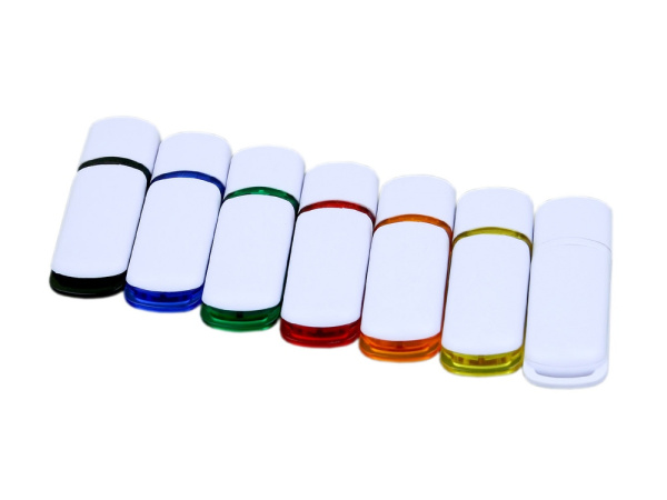 USB 3.0- флешка на 128 Гб с цветными вставками, Размер 128ГБ, Цвет белый/оранжевый