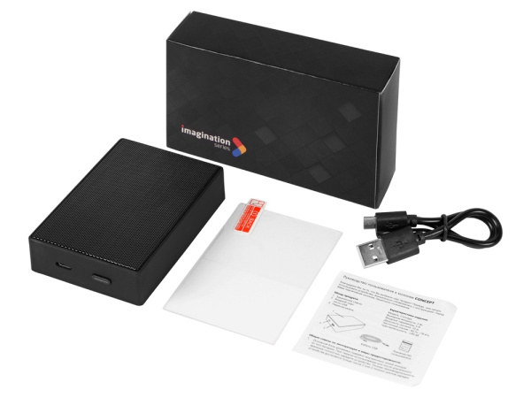 Портативная колонка «Concept» с закаленным стеклом, Цвет черный