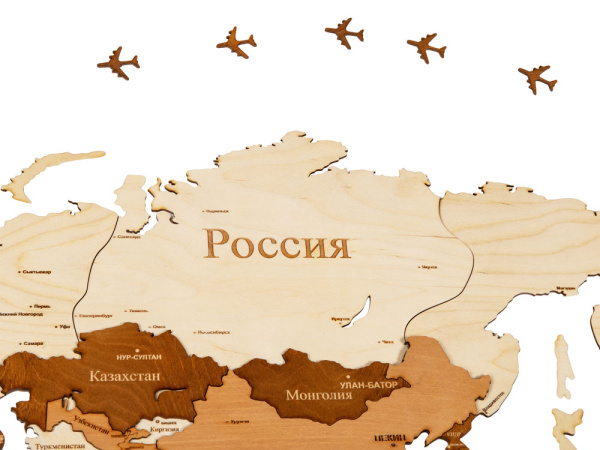 Интерьерная карта мира «World», Цвет натуральный, коричневый