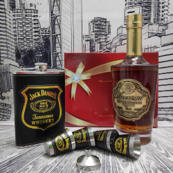Подарочный набор Jack Daniels: фляжка 236 мл, 4 стопки и металлическая воронка M-33 Коричневый