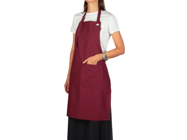 Хлопковый фартук с карманом «Delight», Цвет красный бургунди