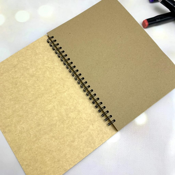 Скетчбук блокнот "Sketchbook" для рисования (А5, плотные листы, крафтовая бумага, спираль, 60 листов