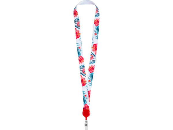 Ланъярд под сублимацию с ретрактором, 2 см, Цвет белый, красный