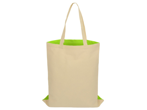 Сумка для шопинга «Twin» двухцветная из хлопка, 180 г/м2, Цвет зеленое яблоко/натуральный
