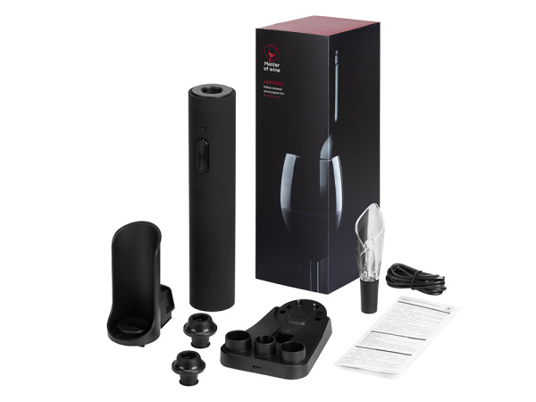 Набор винных аксессуаров 4в1 «Savoie» с покрытием soft touch, Цвет черный